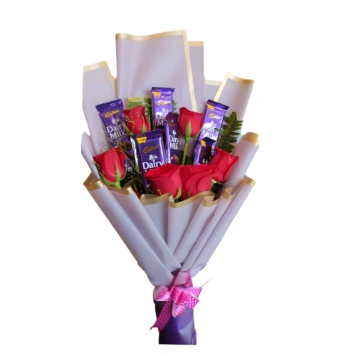 Luxurious Rose & Dairy Milk Combo Bouquet