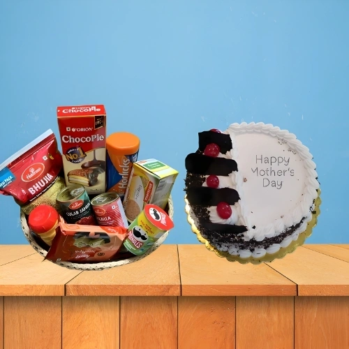 Sweet Celebration Mother’s Day Delight – Black Forest Cake with Premium Snacks