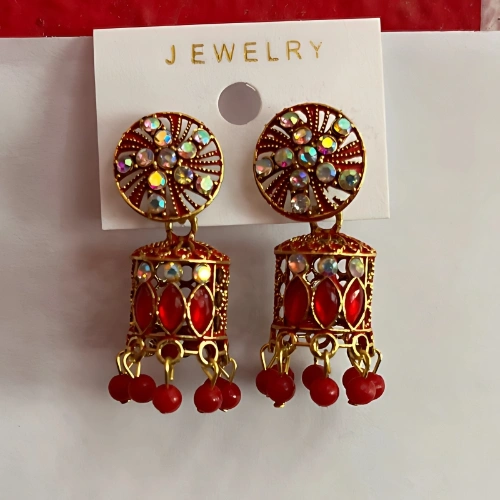 Red Jhumka Earring