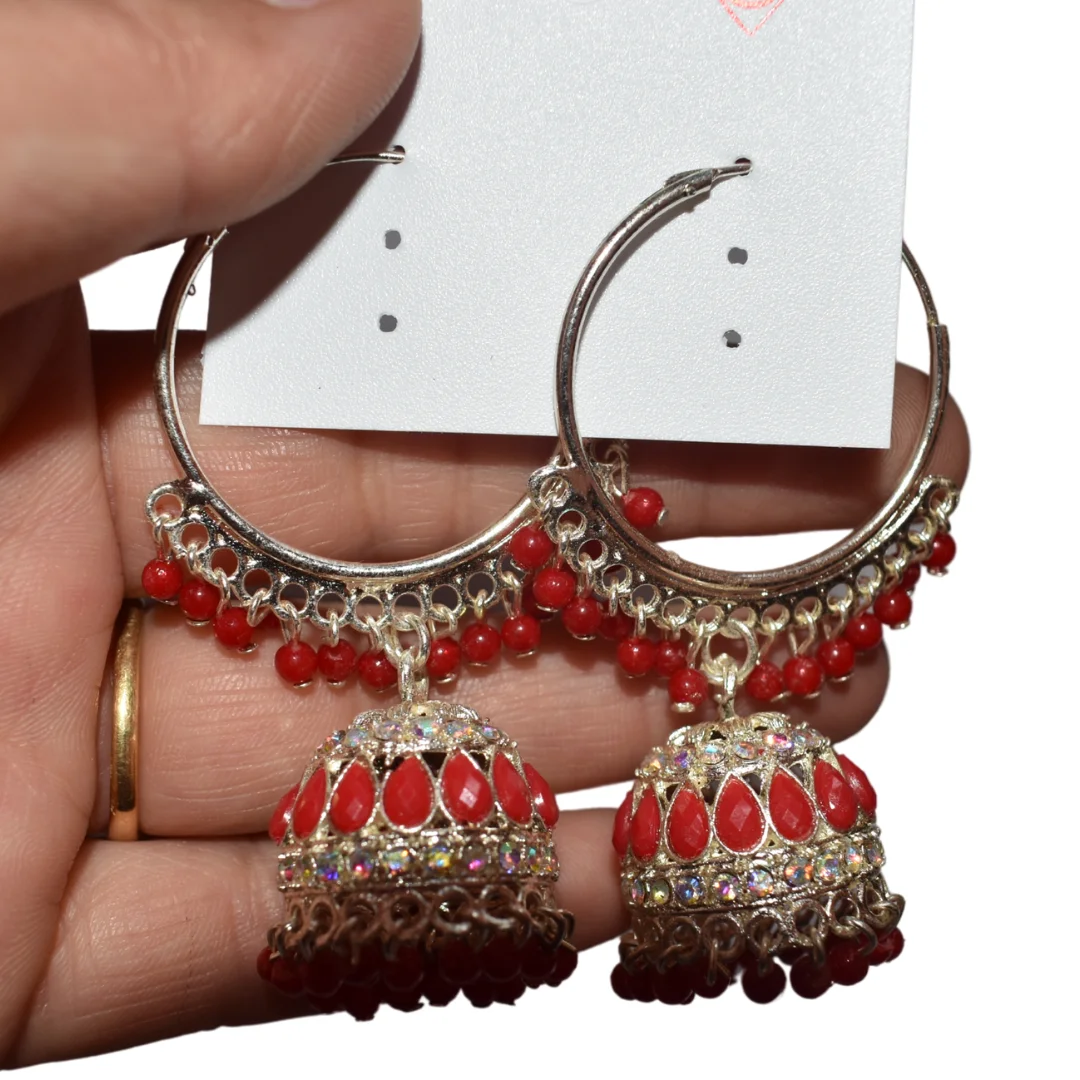 Red Color Stylish Jhumka Set For Women